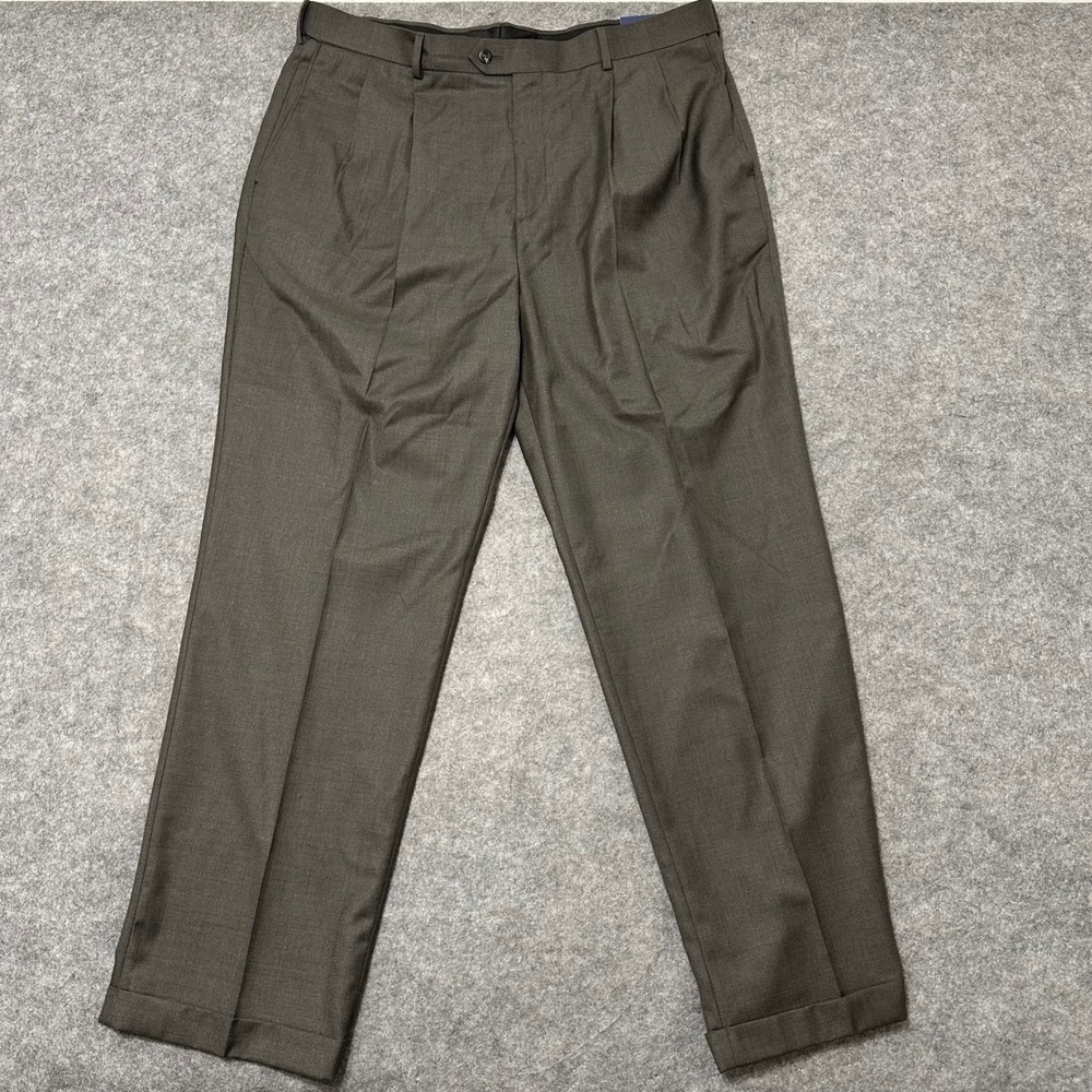 NEW Croft & Barrow Dress Pant Men 40x32 Gray Pleated Comfort Stretch Classic